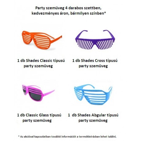 Party szemüveg 4 darabos szettben